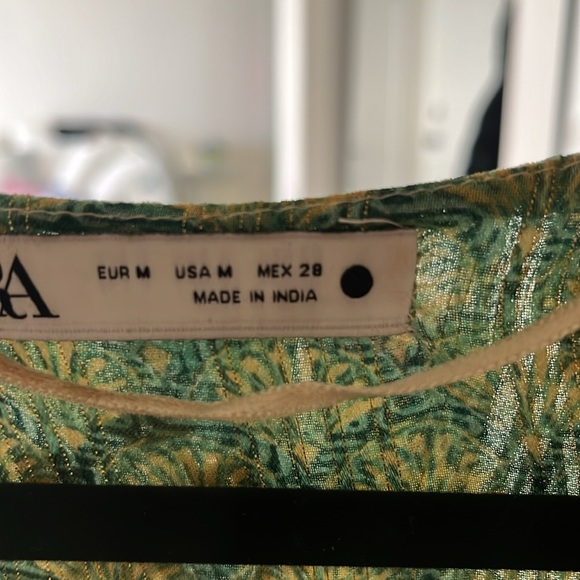 Zara long green printed dress - Picture 5 of 8